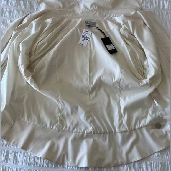 ZENOBIA Lightweight Lined Zip Front Jacket Made Canada Silk Blend Neutral Office - Picture 7 of 16